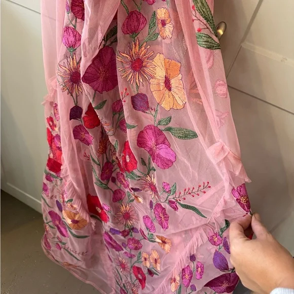 For Love And Lemons Pink Floral Mesh Backless Dress **MISSING THE SLIP*** - Picture 12 of 13